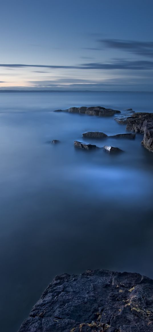 sea, evening, twilight, great britain, blocks