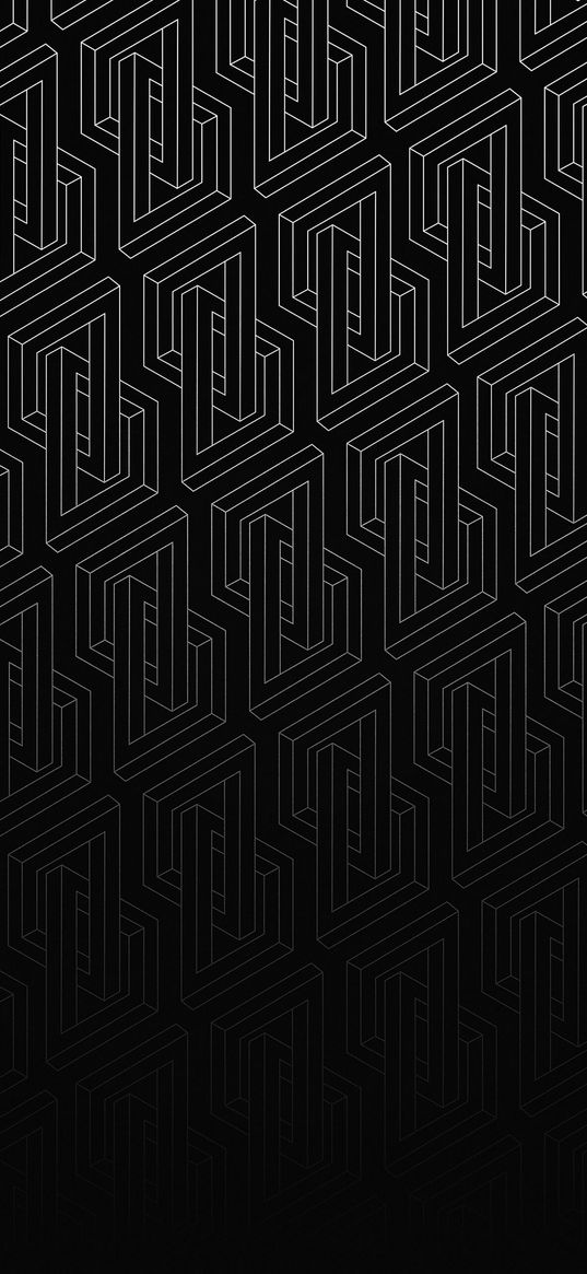 pattern, illusion, shapes, black background, art