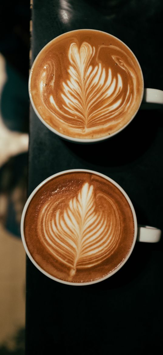 coffee, cups, cappuccino, pattern