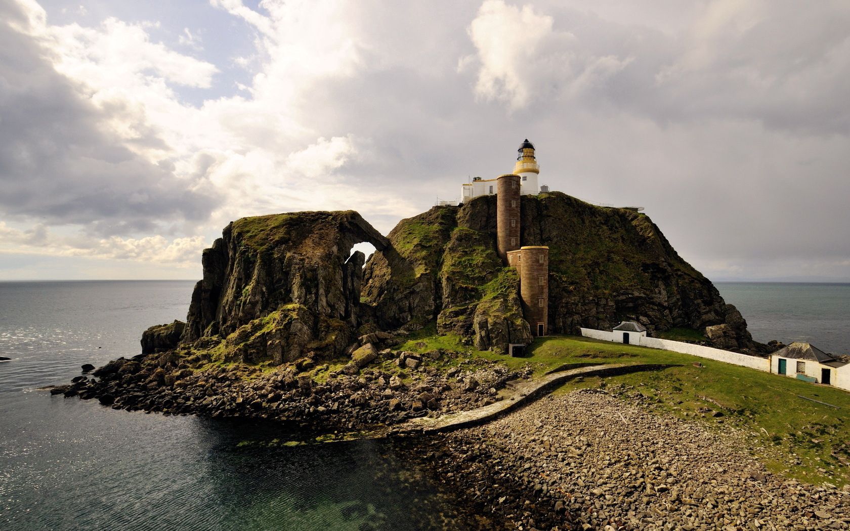 sea, beacon, rock, construction