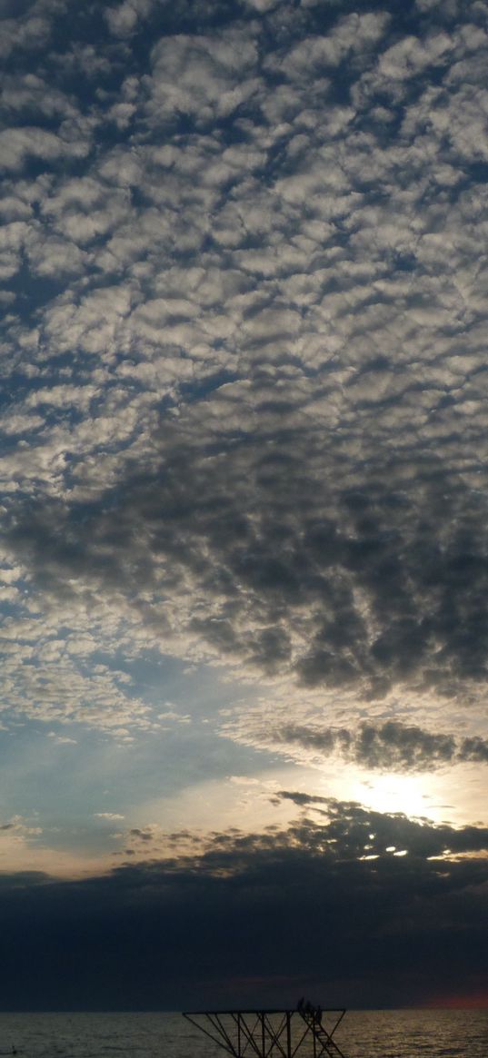 clouds, air, shadows, sea, evening, cloudy