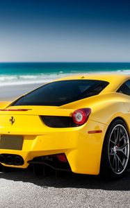 Preview wallpaper 458, italia, sea, ferrari, tuning, yellow