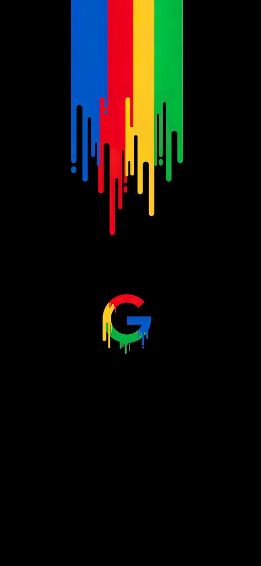 google, logo, paint, flow, multicolored, black background