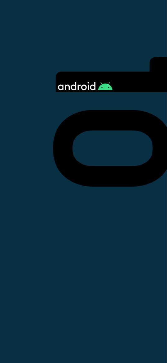 android 10, logo, black, blue background
