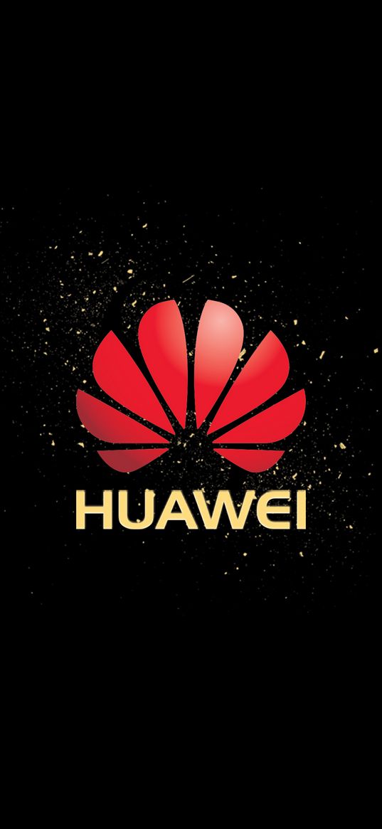 huawei, logo, flower, spray, red, yellow, black background