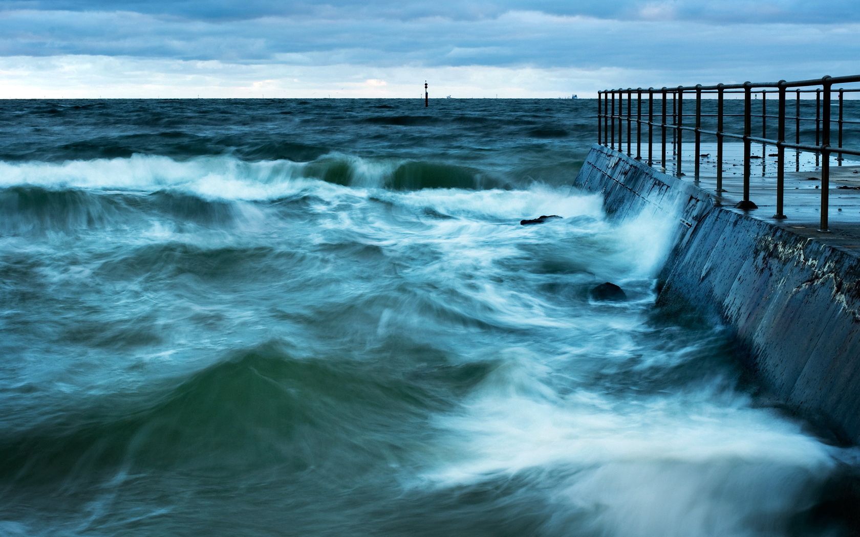 sea, pier, storm, paints, colors