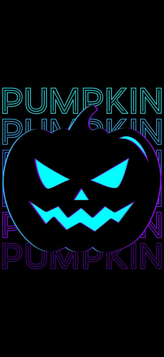 pumpkin, scary, halloween, purple, turquoise, black background, art