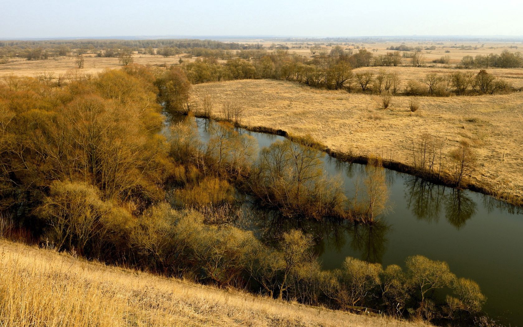 river, fields, autumn, russia, day