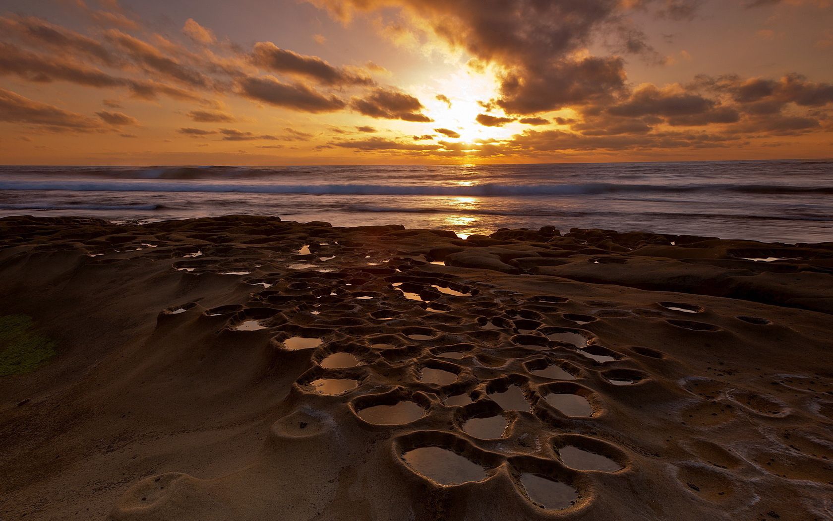 holes, hollows, sea, decline, coast, stony, water