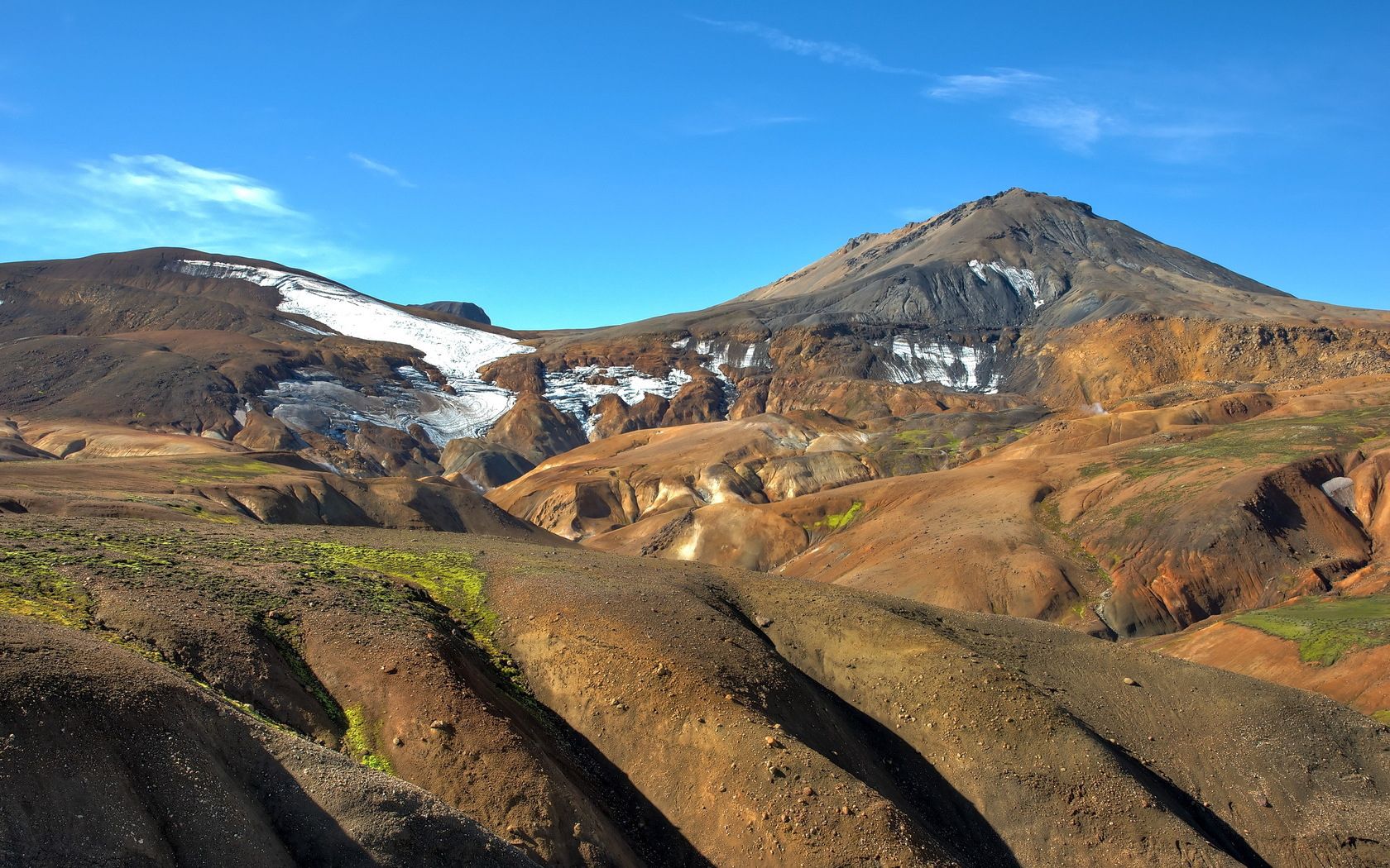 mountains, sandy, hills, slopes, sky