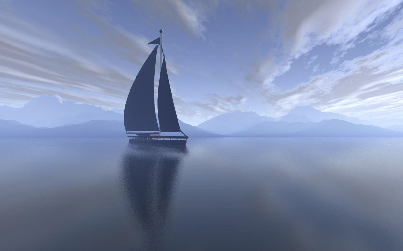 sailing vessel, fog, sea