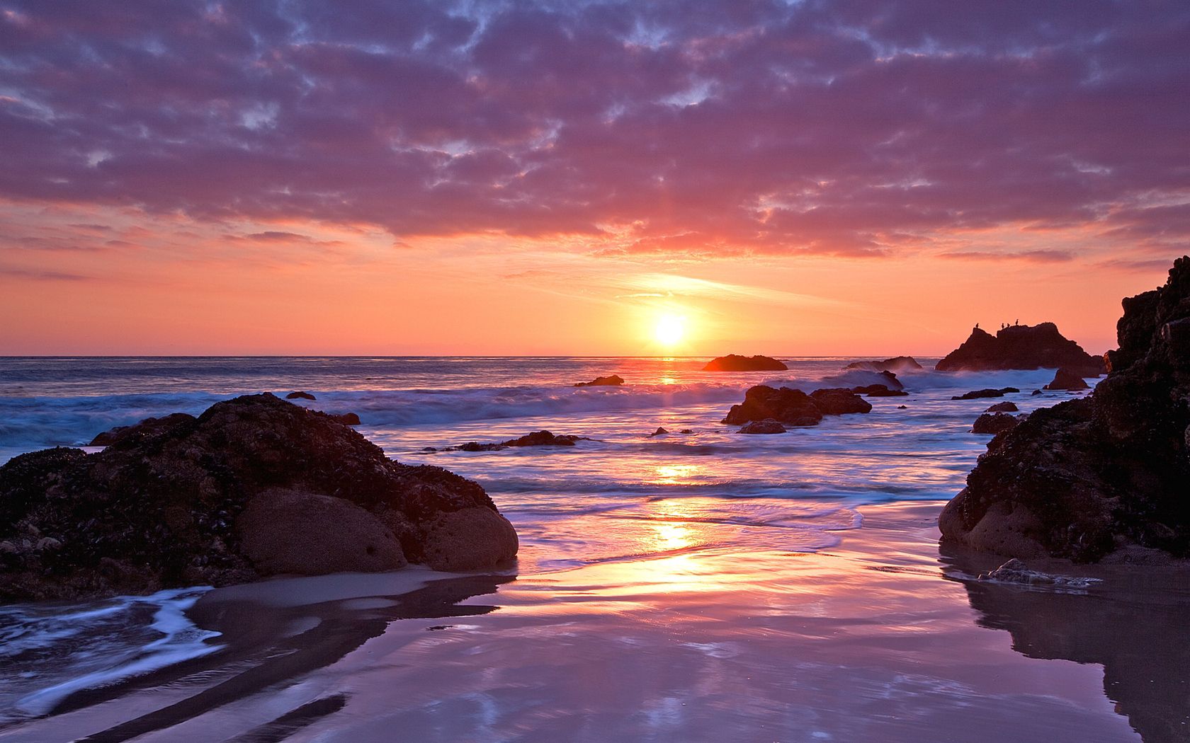 decline, horizon, sun, coast, stones, romanticism, sea