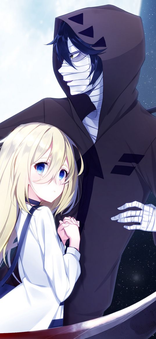 night, angels of death, death, guy, girl, anime