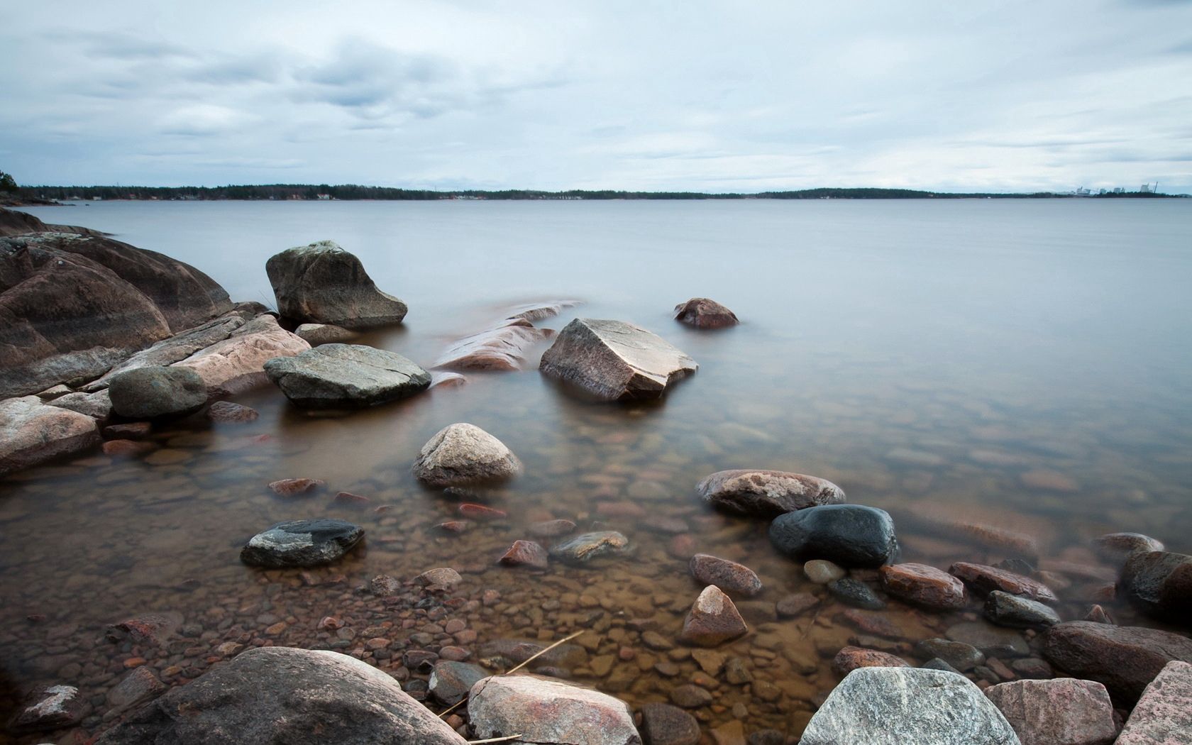 water, stones, evaporation, cloudy, landscape, cool