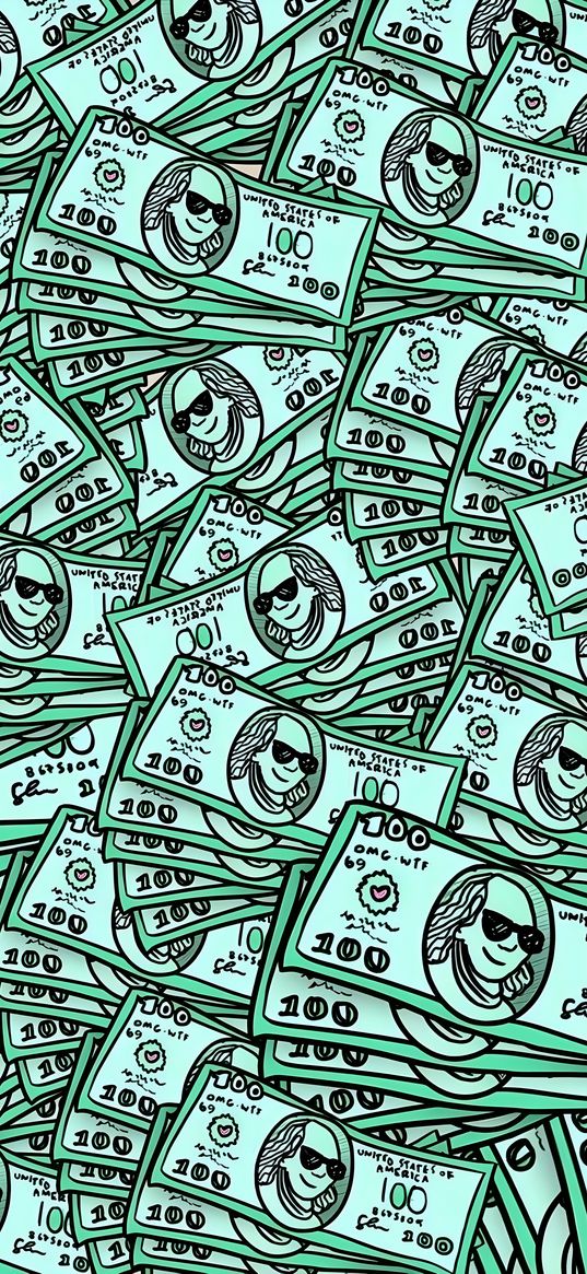 bill, dollar, green, pattern, art