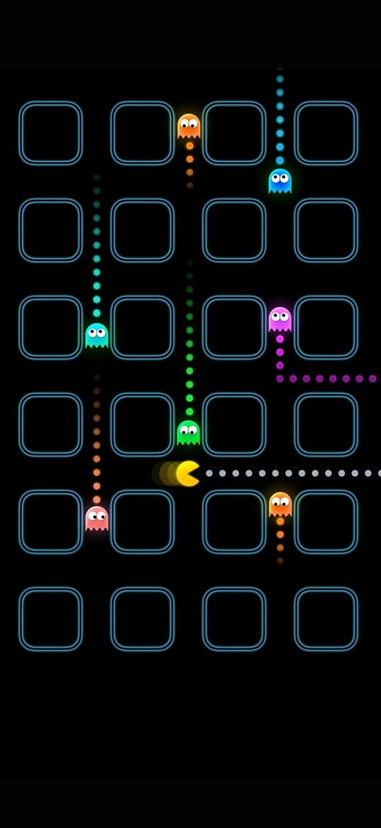 pacman, game, black background, application