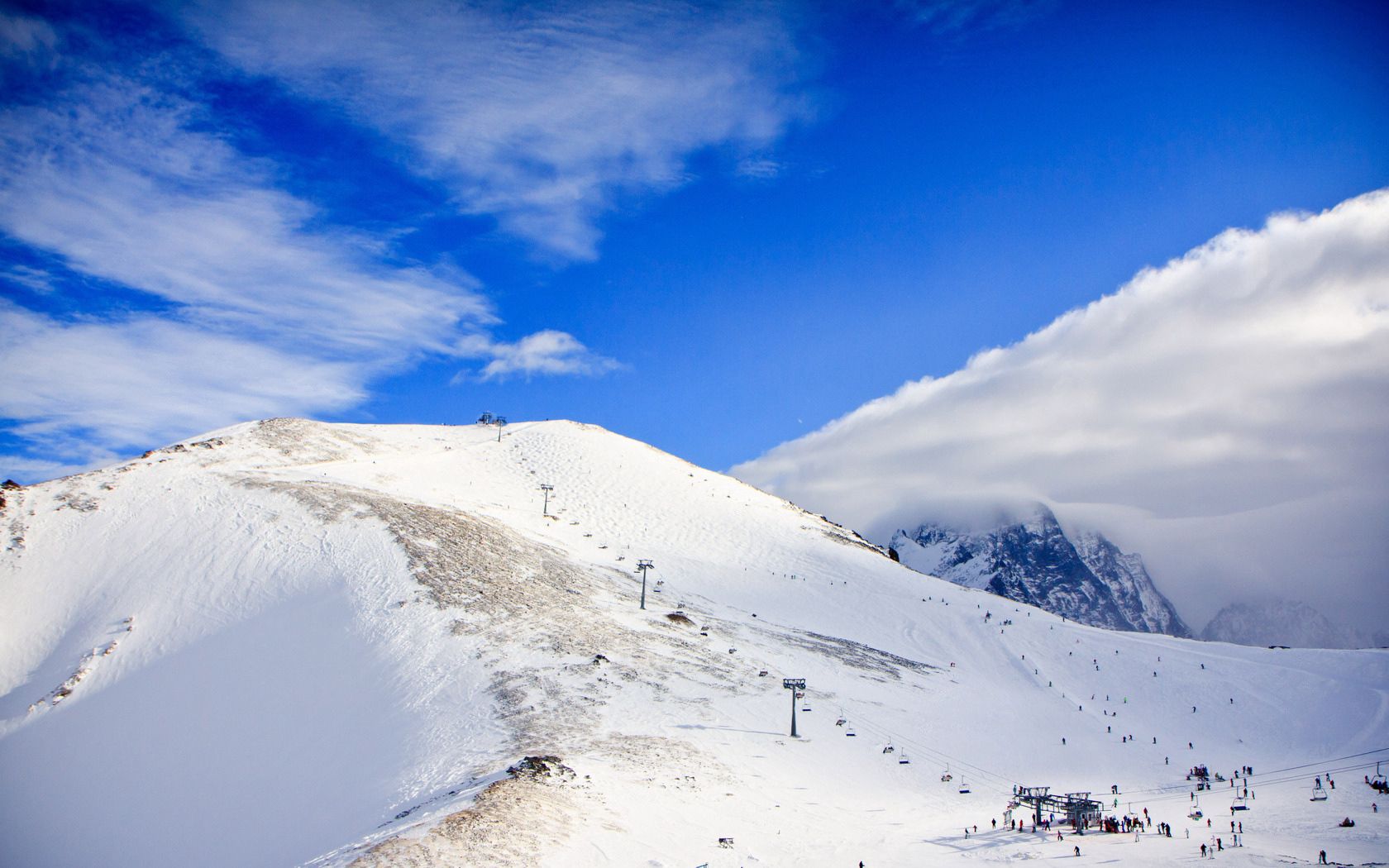 lift, mountains, caucasus, snow, dombai