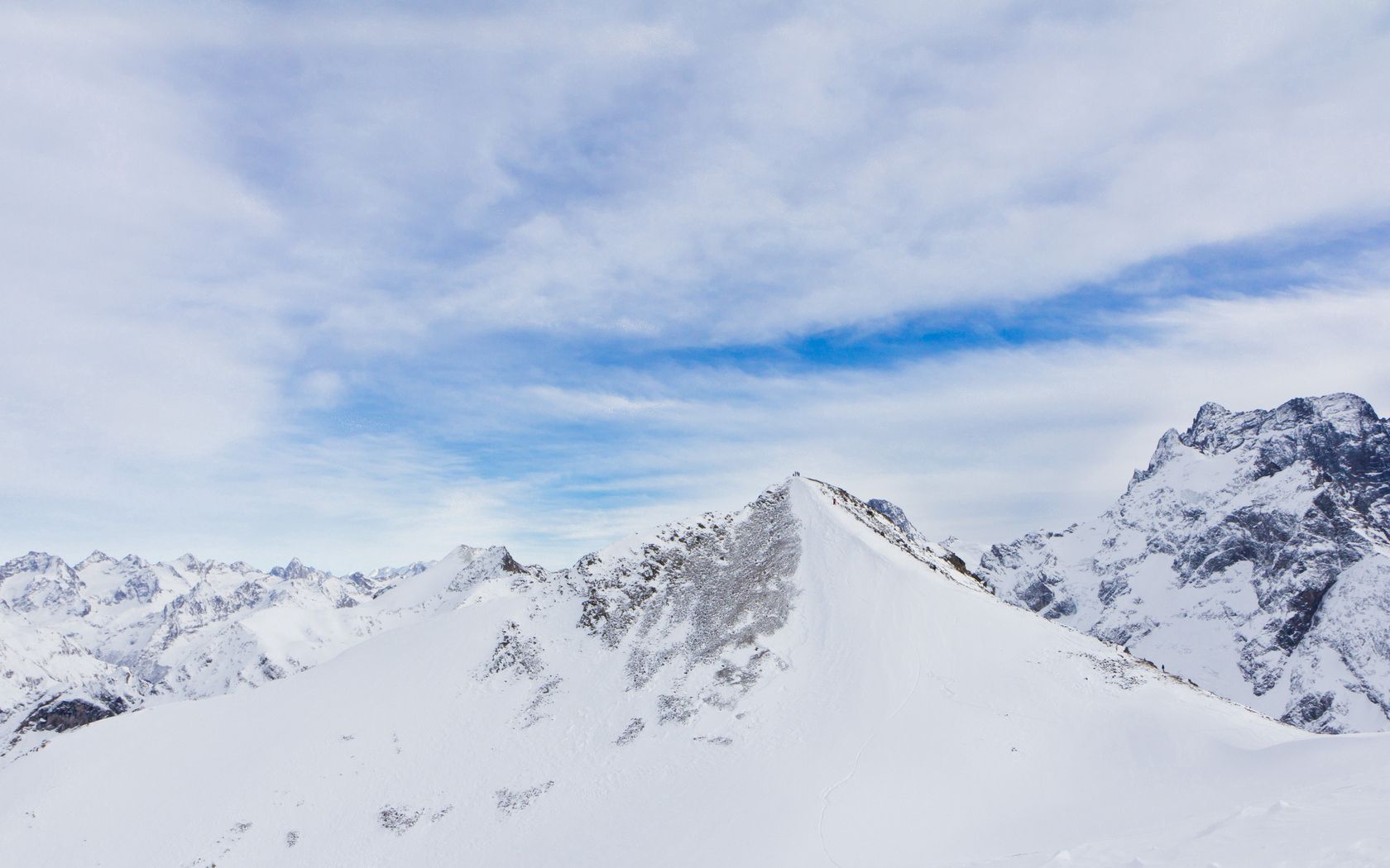 mountains, caucasus, snow, dombai, top, peak, height