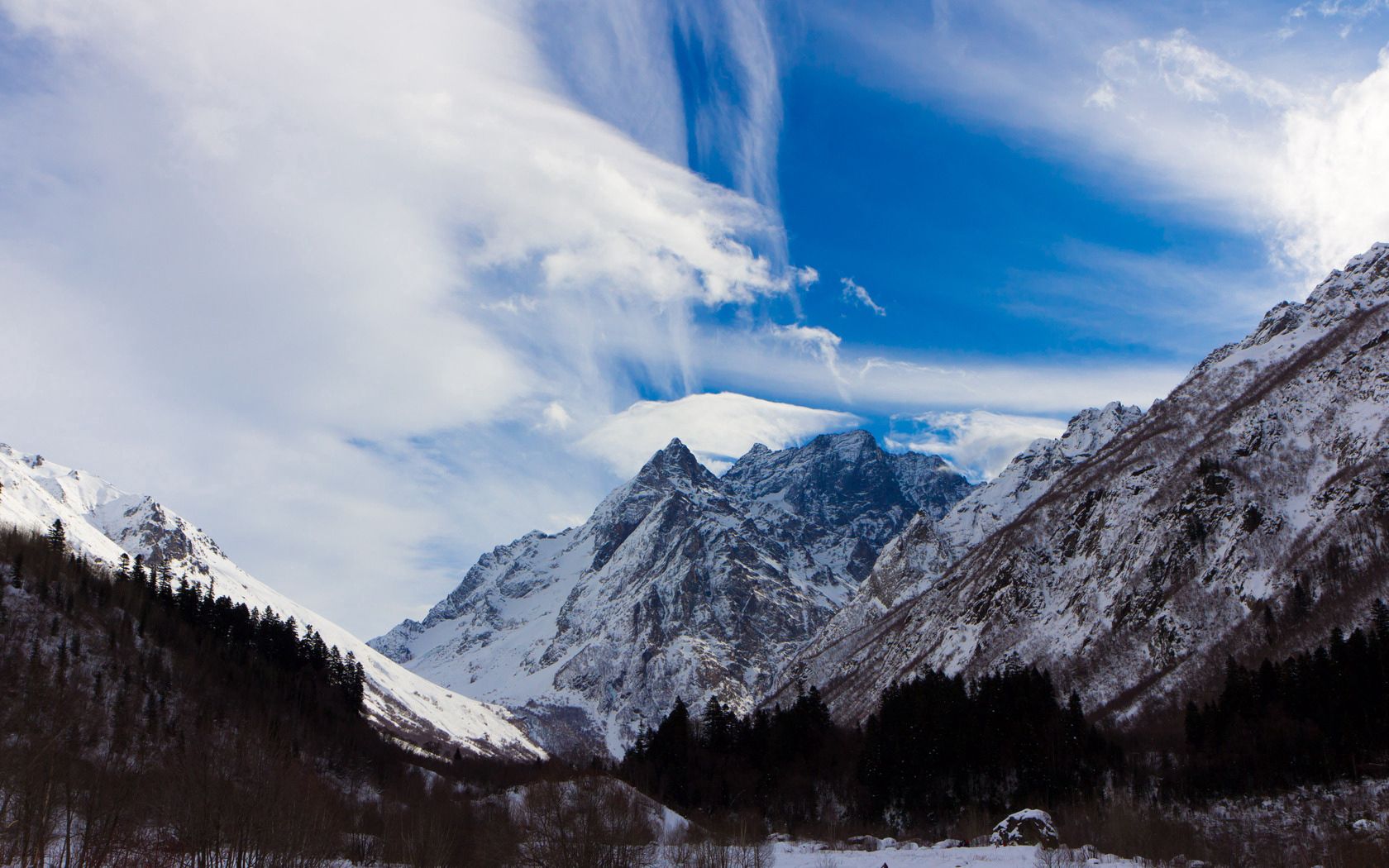 mountains, caucasus, snow, dombai, top, peak, height, sky