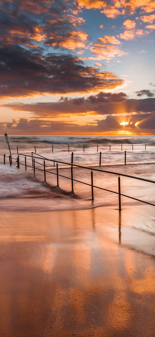 australia, coast, ocean, sand, protection, waves