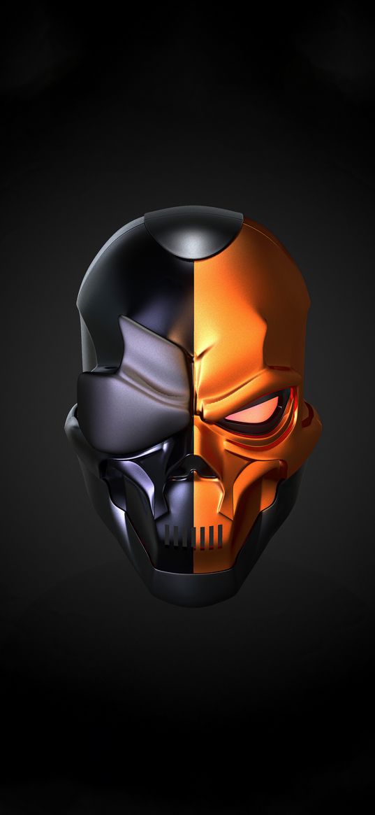 deathstroke, slade, villain, mask, dc, black background, art