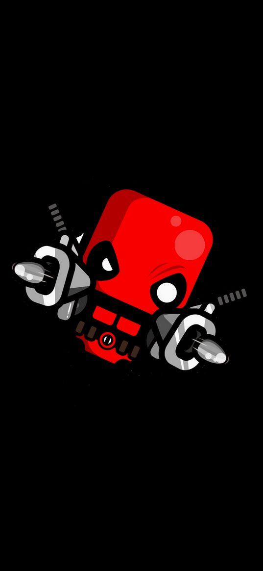 deadpool, superhero, marvel, kid, weapon, black background, art