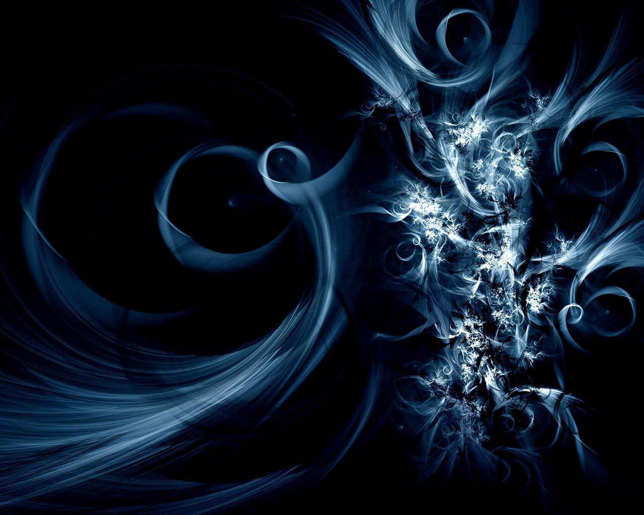 abstraction, fractal, light, night, blue