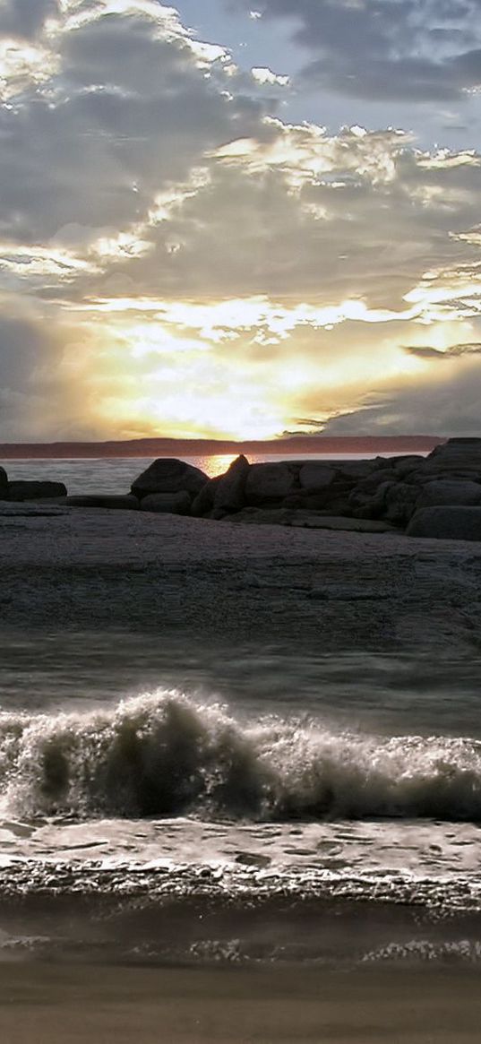 beacon, sea, waves, water, dirty