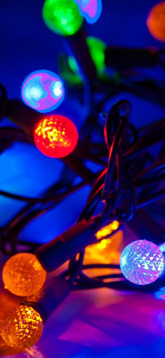 garland, light bulbs, lights, multicolored, christmas, new year, holiday