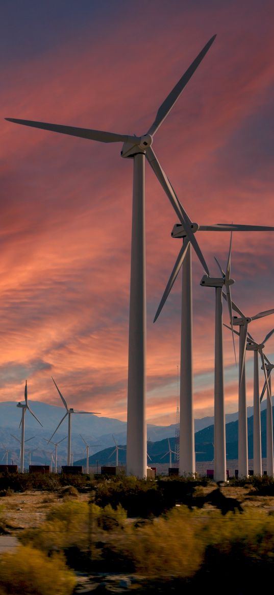 windmills, energy, clouds