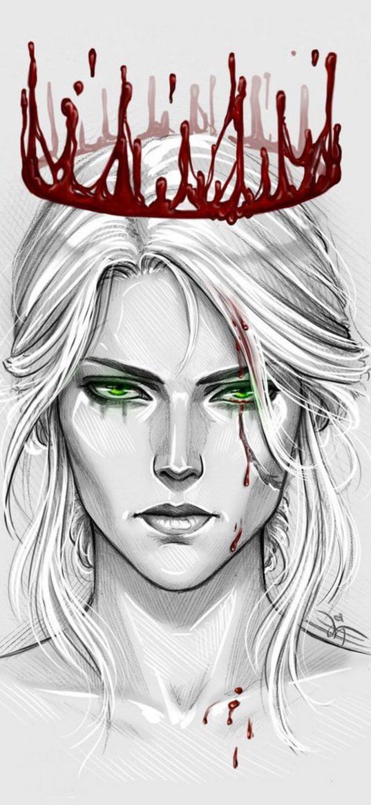 art, ciri, the witcher, crown