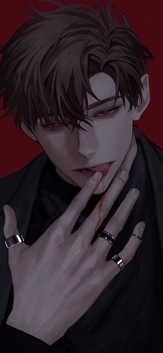 art, anime, guy, vampire, rings