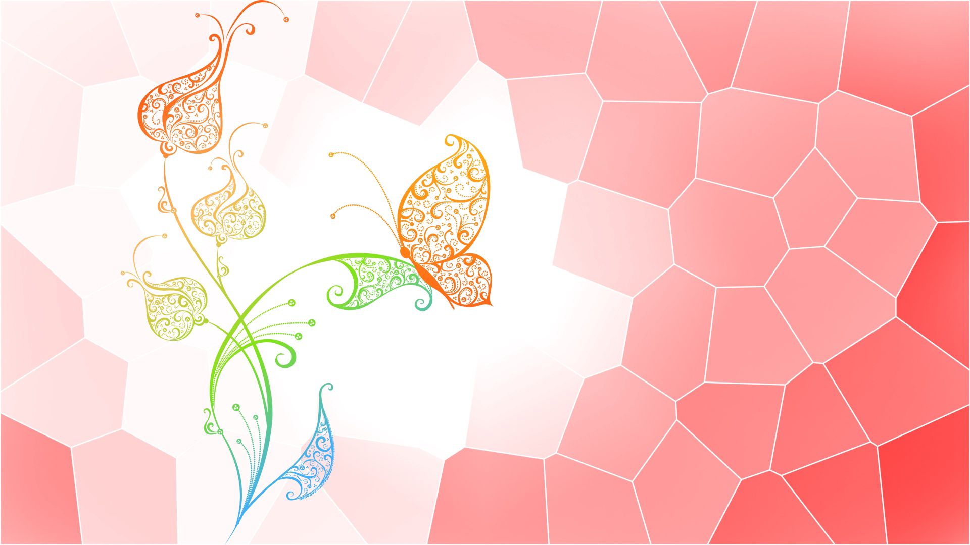 flower, butterfly, dots, abstract, vector