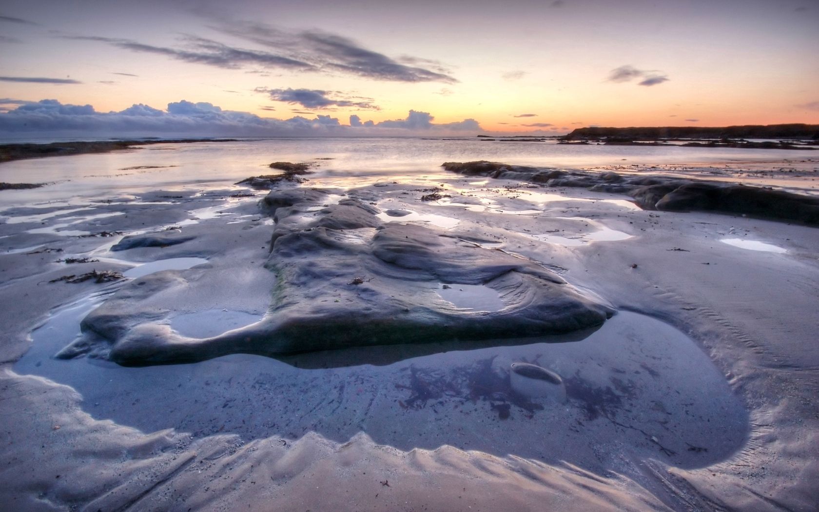 sea, sand, beach, coast, outflow, pool, twilight, sky