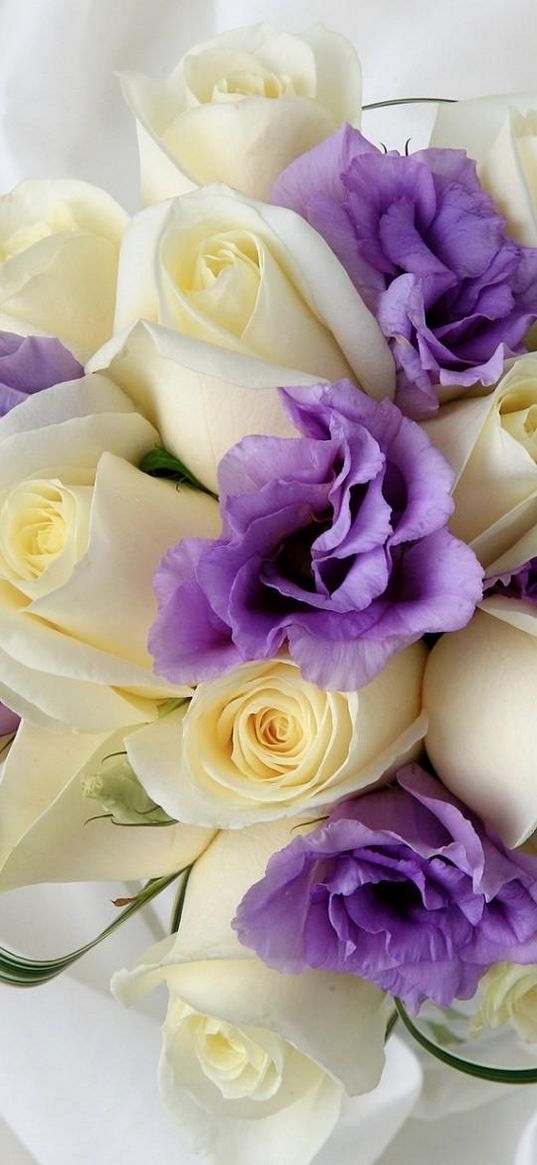 roses, lisianthus russell, flowers, bouquet, decoration