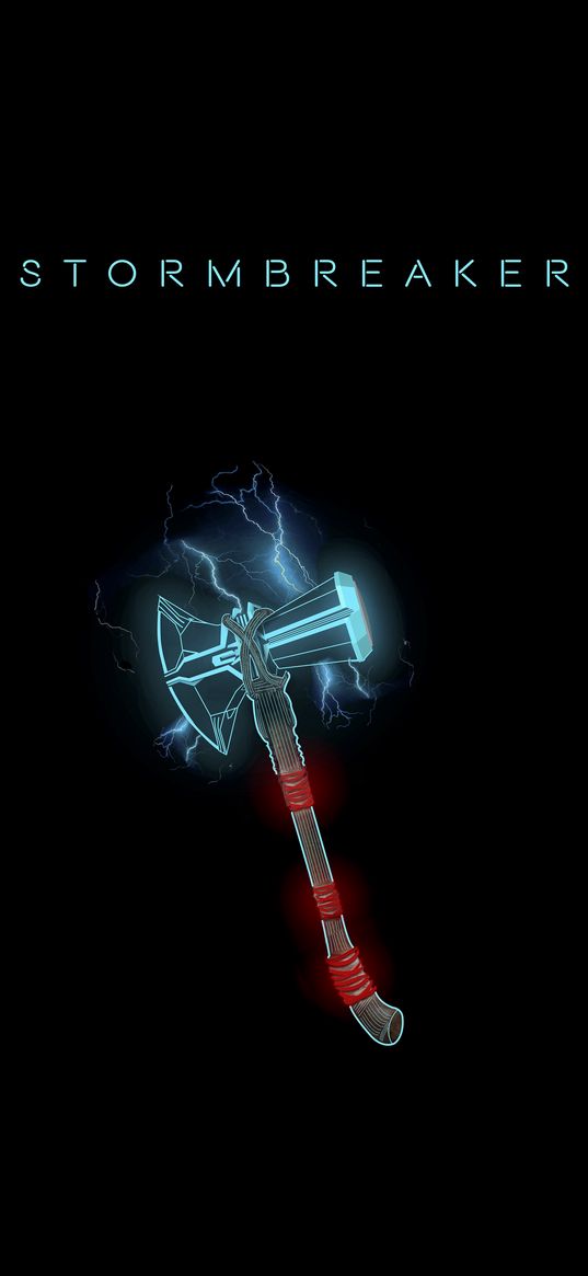 strombreakr, thor love and thunder, film, hammer, lightning, inscription, art