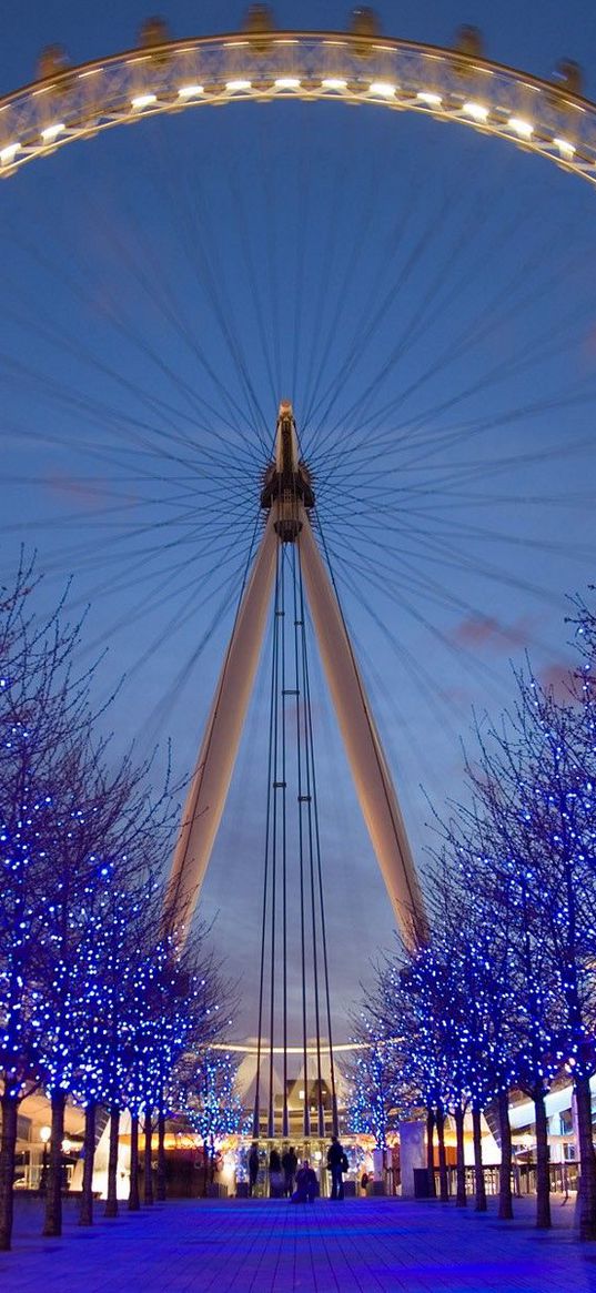 ferris wheel, night, city, light, attraction