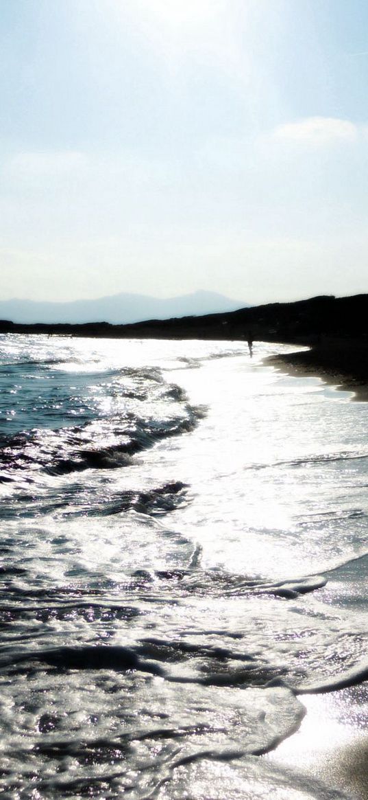 sand, wave, surf, color, paint, silhouette