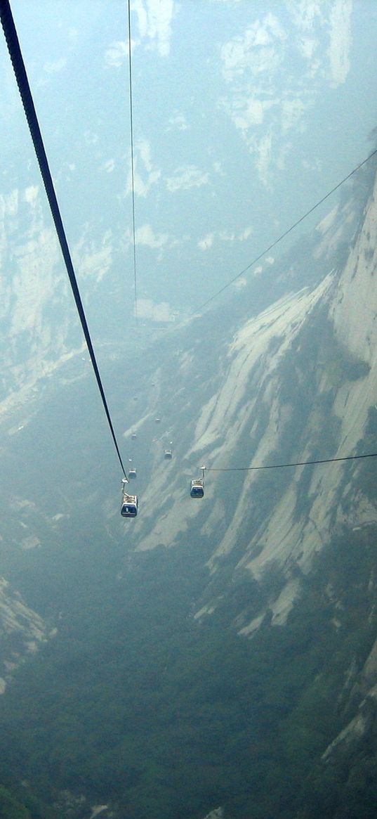 lift, cables, cabins, gorge, height