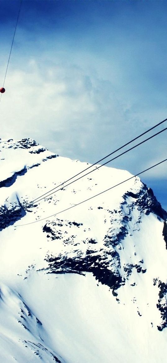 mount, cables, top, lift, snow