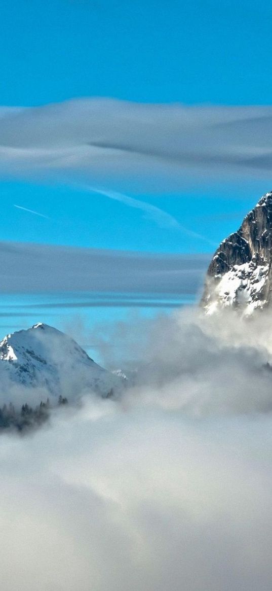 mountain, elevation, sky, paraglider