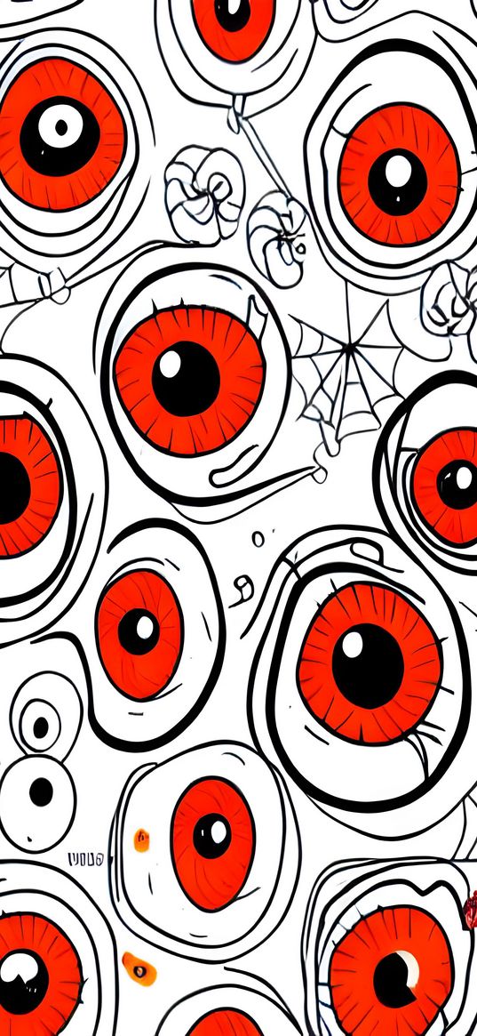 eyes, pupils, web, red, white, art