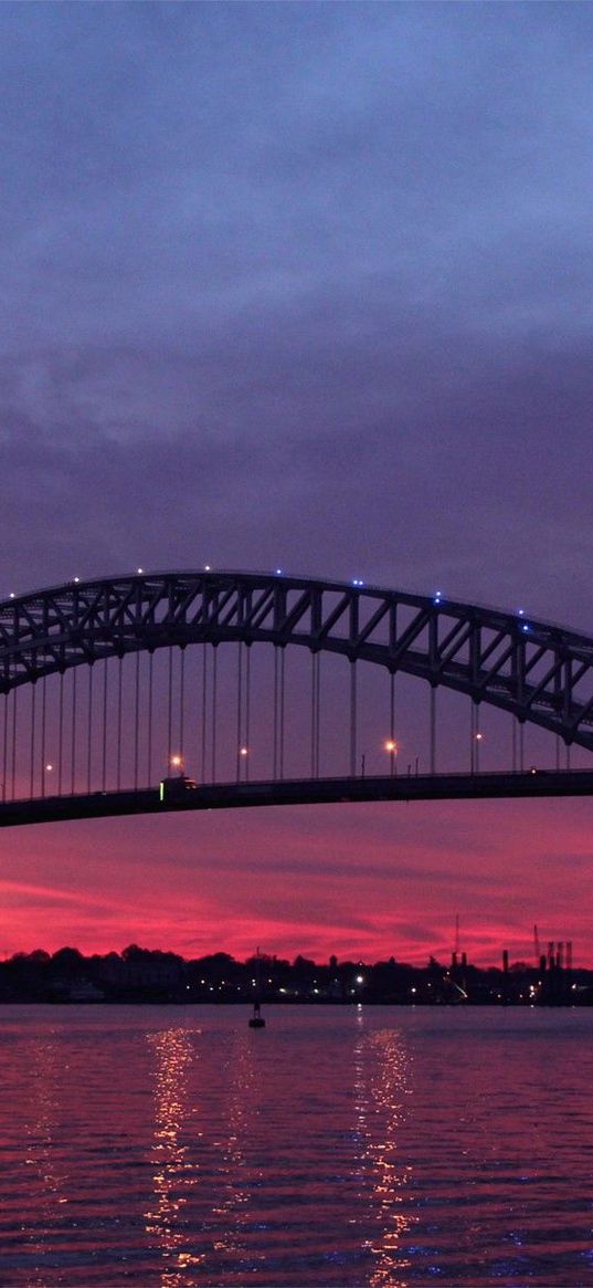 sunset, bayonne bridge, usa, wilight, river, new jersey