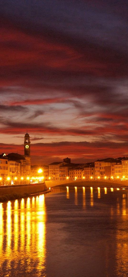 venice, canal, city, bridge, city lights