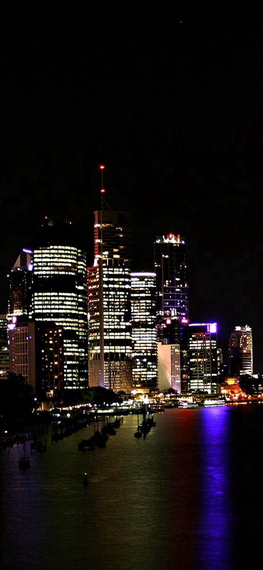 chicago, night, lights, city, skyline