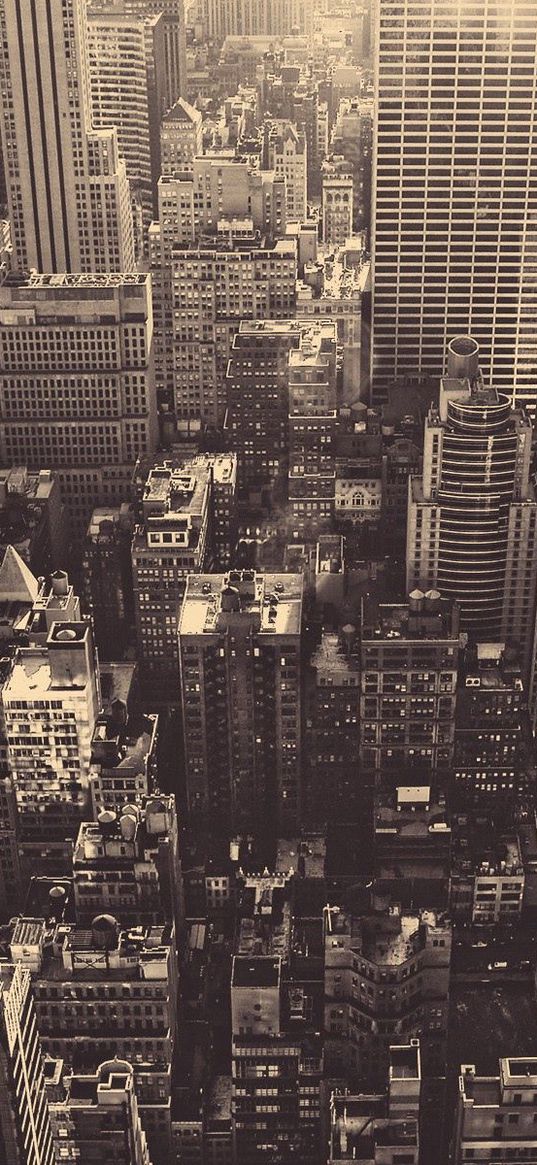 new york, skyscrapers, top view, metropolis, black and white