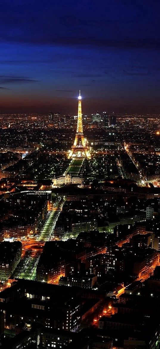 paris, france, night, top view, city lights