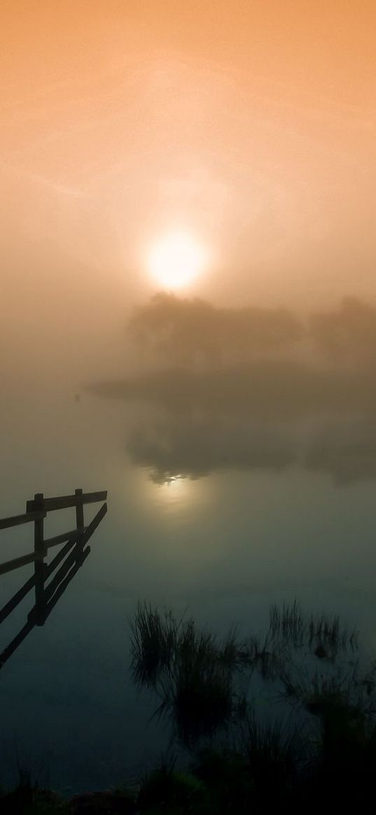 scotland, fog, haze, twilight, house, protection, sun