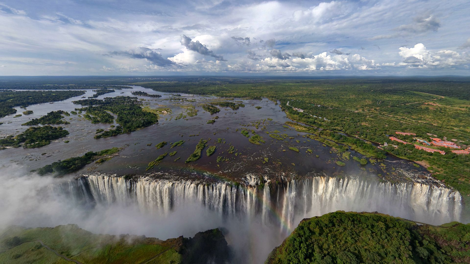 falls, victoria, africa, break, vegetation, rainbow