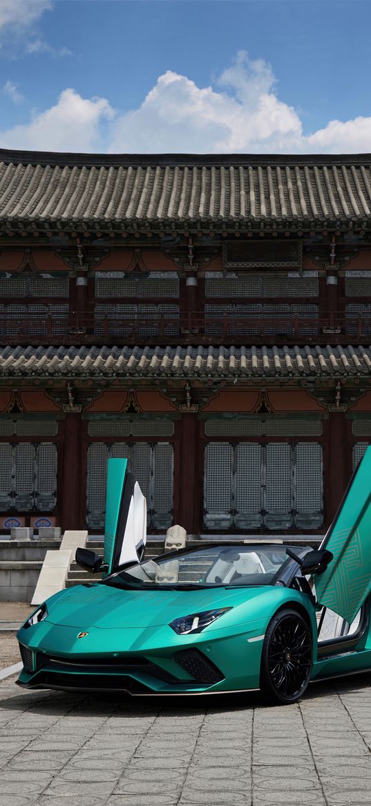 lamborghini aventador, lamborghini, car, turquoise, asia